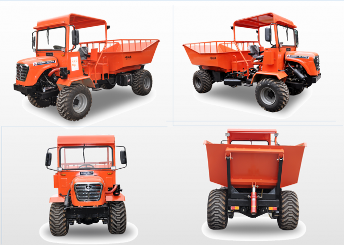 Vrachtwagen van de vierwielige Aandrijvings de Mini Gearticuleerde Stortplaats voor Landbouw in de Aanplanting van de Oliepalm 5